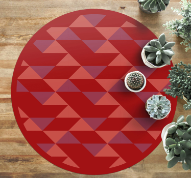 Röd triangelmönster Vinylmatta geometrisk - Tenstickers