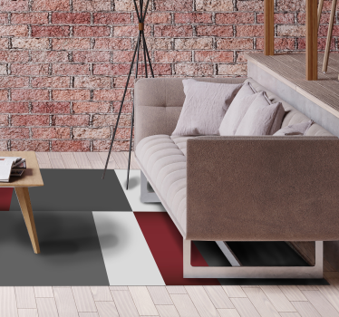 Röda, vita och grå moderna fyrkantiga plattor geometriska mattor - Tenstickers