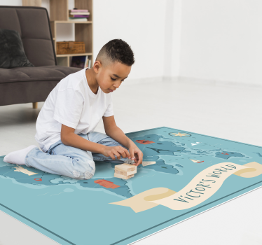Rolig vinylvärldskarta matta med namn - Tenstickers