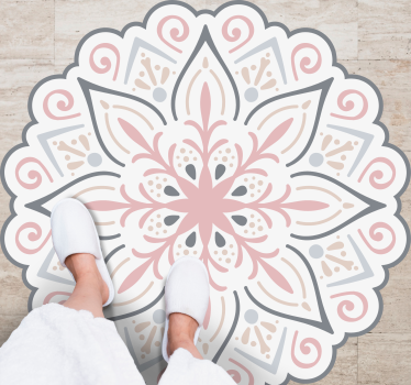 Rosa blommor mandala mandalamatta - Tenstickers