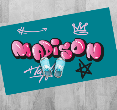 Rosa cool bokstäver graffiti personlig vinylmatta - Tenstickers