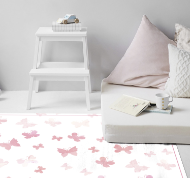 Rosa fjärilar rosa matta - Tenstickers