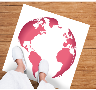 Rosa jordglobkarta Vinylmatta Världskarta - Tenstickers