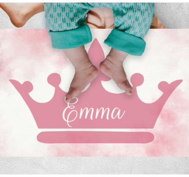 Rosa krona med namn personlig vinylmatta - Tenstickers