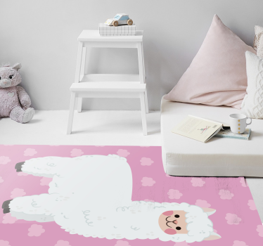 Rosa nordisk lama barn vinyl matta - Tenstickers