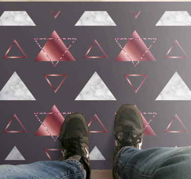 Rosa och grå trianglar Vinylmatta geometrisk - Tenstickers