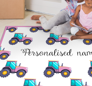 Rosa personlig traktor personlig vinylmatta - Tenstickers