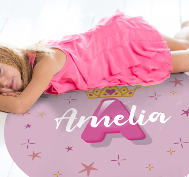 Rosa prinsessa initiala barn vinyl matta - Tenstickers