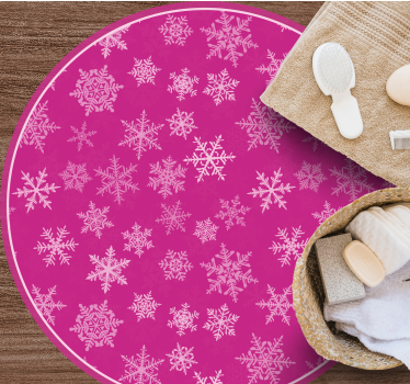 Rosa snöflingemönster Vinylmatta Jul - Tenstickers