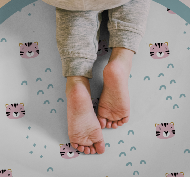 Rosa tiger och blå fåglar barn vinyl matta - Tenstickers