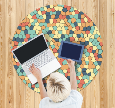 Rund vinylmosaikmatta pastellmosaik - Tenstickers