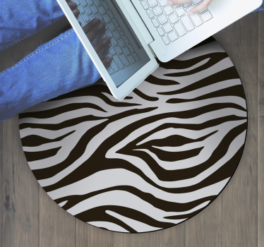 Runda zebra stil djurtryck vinyl mattan - Tenstickers