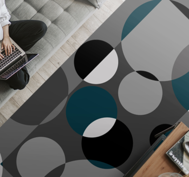Rutor och cirklar nordisk vinylmatta - Tenstickers