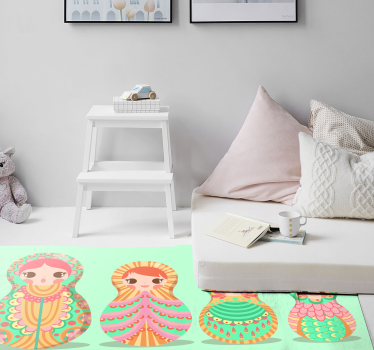 Ryska docka prickar barn vinyl matta - Tenstickers