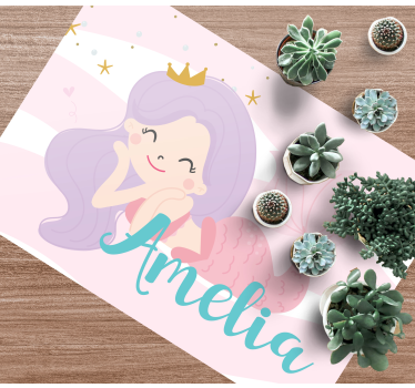 Sjöjungfru prinsessa namn barn vinyl matta - Tenstickers