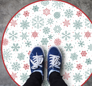 Snöflinga rundel Vinylmatta Jul - Tenstickers