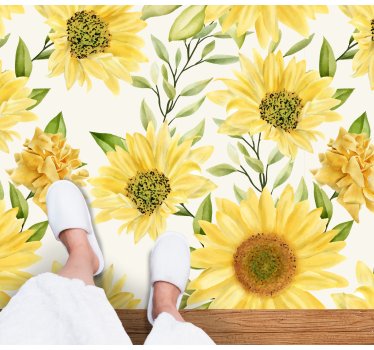 Solros vit bakgrund blommamatta - Tenstickers