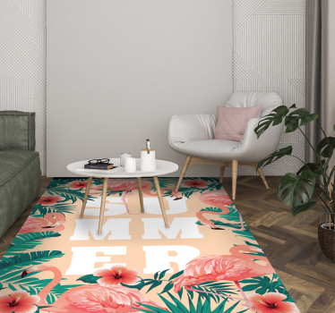 Sommartext flamingos blommor skräddarsydda mattor - Tenstickers