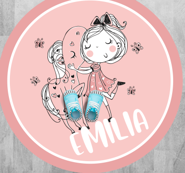 Flicka och häst med namn Vinylmatta Ungdom - Tenstickers