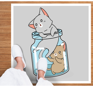 Söt kattburk Vinylmatta djur - Tenstickers