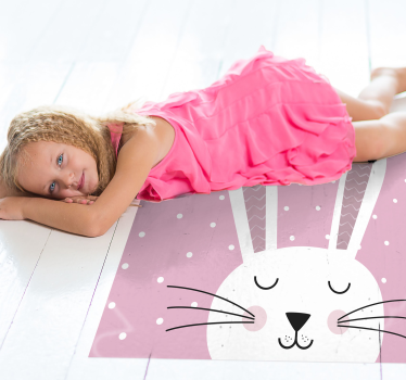 Söt rosa kanin barn vinyl matta - Tenstickers