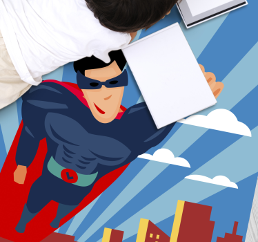 Superhjälte flygande barn vinyl matta - Tenstickers