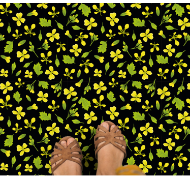 Svart bakgrund med gul blommamatta - Tenstickers