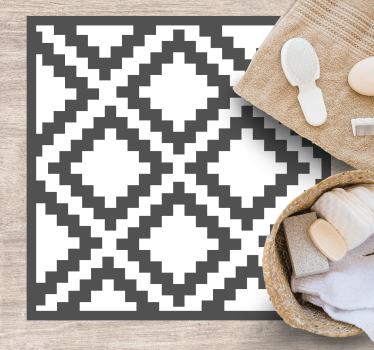 Svart diamantmönster Vinylmatta geometrisk - Tenstickers