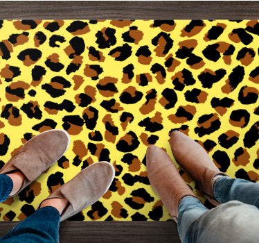 Svart och gul leopardmönster retro matta - Tenstickers