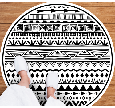 Svart och vitt boho mönster sovrum matta - Tenstickers