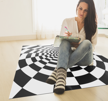 Svartvita rektangulära geometriska vinylmattor - Tenstickers