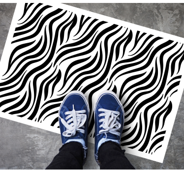Svartvita zebra ränder matta - Tenstickers