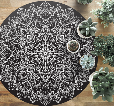 Svartvitt mandala vinylmatta - Tenstickers