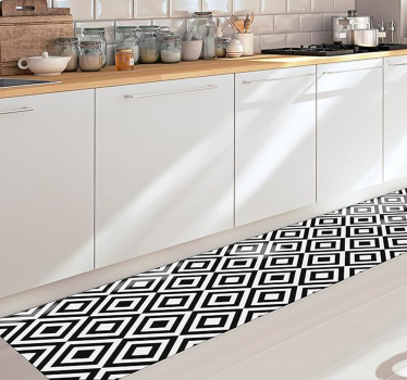 Svartvitt Vinylmatta geometrisk - Tenstickers