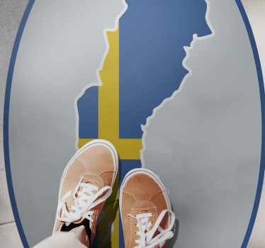 Sveriges flagga med konturvinylkartmatta - Tenstickers