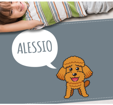 Tecknad karaktär glad pudel hund djur matta - Tenstickers