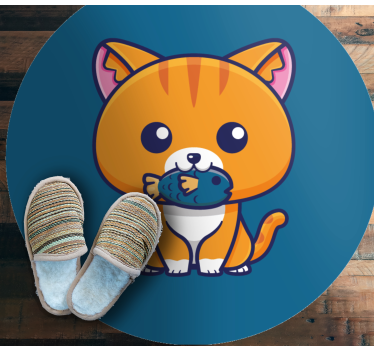 Tecknad katt cirkel Vinylmatta djur - Tenstickers