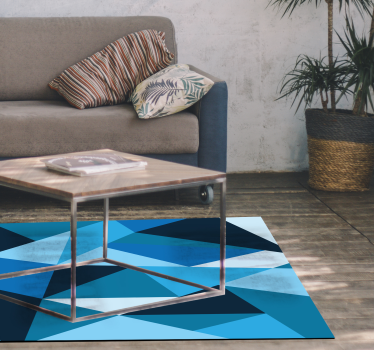 Triangulära blå mönster Vinylmatta geometrisk - Tenstickers