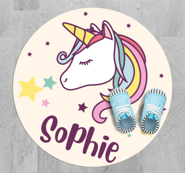 Unicorn bakgrundsdesign med namn personlig vinyl matta - Tenstickers