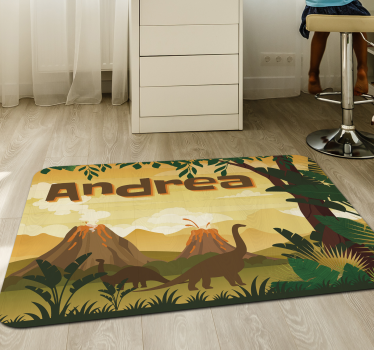 Vackert landskap med dinosaurier personlig vinylmatta - Tenstickers