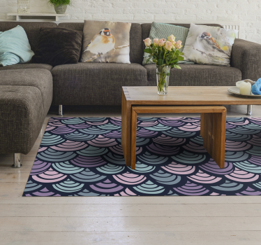 Lila och blått vågmotiv Vinylmatta geometrisk - Tenstickers
