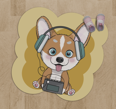 Valp hörlurar illustration Andra Vinylmattor - Tenstickers