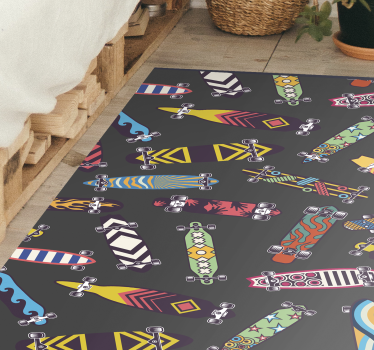 Vintage skateboard samling tonårs vinyl mattor för sovrum - Tenstickers