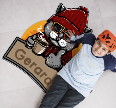 Vintage vinyl matta personnalised katt - Tenstickers