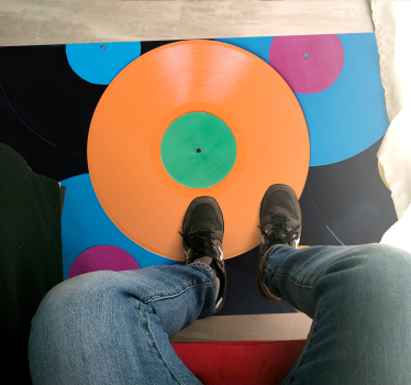 Vinyl matta vinyl skiva flerfärgad retro matta - Tenstickers
