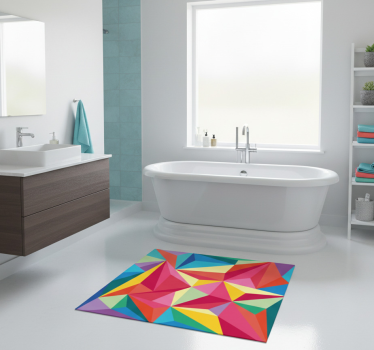 Vinylmatta badrum flerfärgad geometrisk bild - Tenstickers