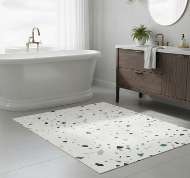 Vinylmatta badrum vit terrazzo - Tenstickers