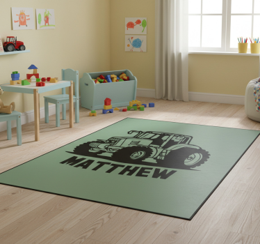 Vinylmatta barn traktorsiluett med namn - Tenstickers