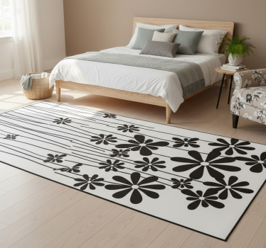 Vinylmatta blommor och växter stora svarta blommor - Tenstickers