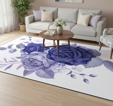 Vinylmatta blommor och växter eleganta lila rosor - Tenstickers